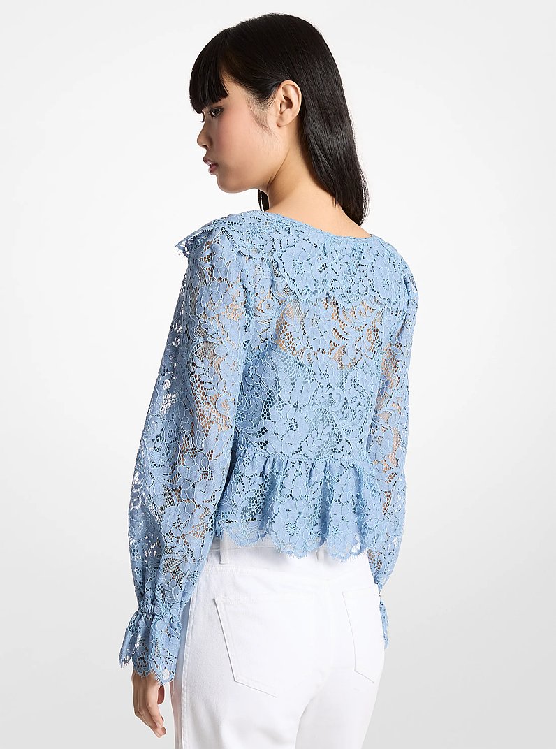 Blusa de encaje floral definido in CHAMBRAY | Michael Kors