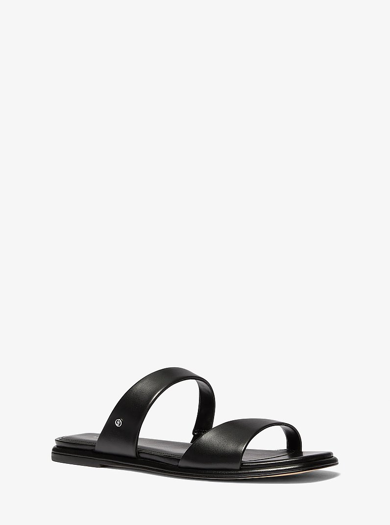 Jaida Leather Sandal in BLACK | Michael Kors