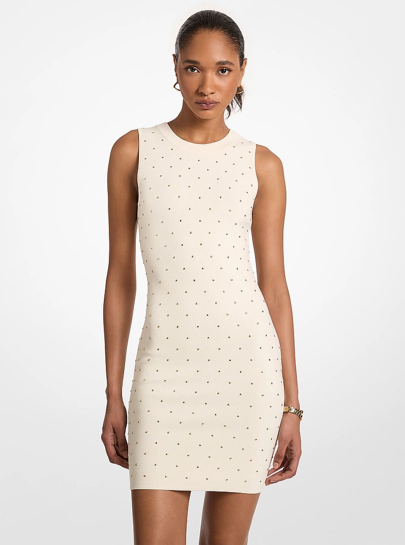 Studded Stretch Viscose Dress in BONE | Michael Kors