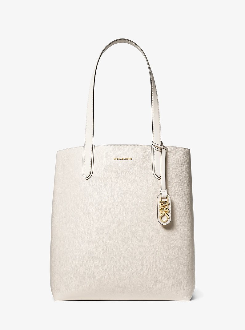 Eliza Extra-Large Pebbled Leather Reversible Tote Bag in LT CREAM | Michael Kors