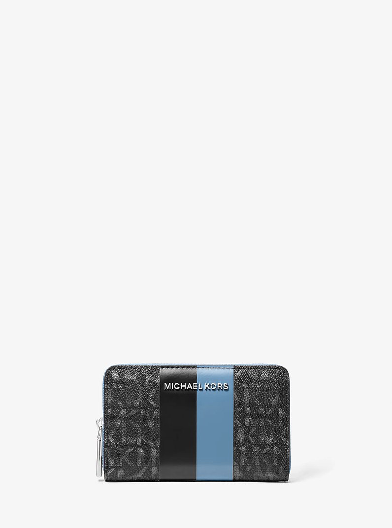 Jet Set Small Signature Logo Stripe Card Case in STH PACIFIC | Michael Kors