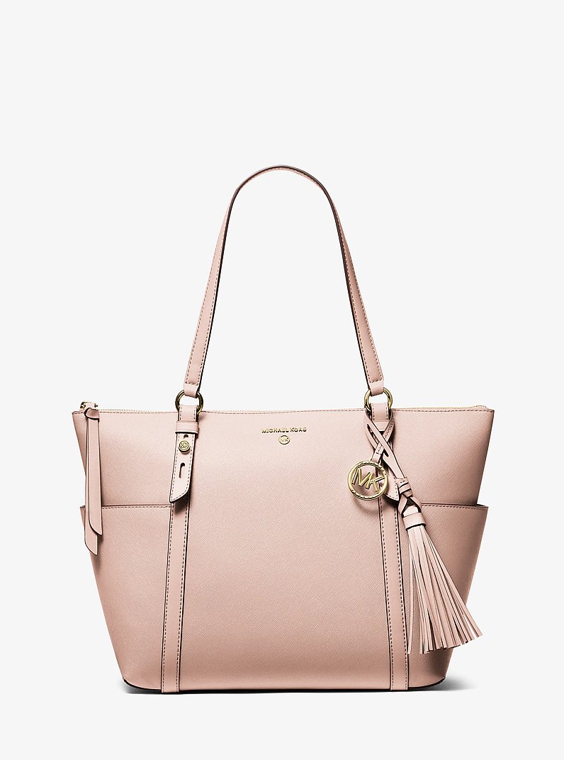 Sullivan Large Saffiano Leather Top-Zip Tote Bag in SOFT PINK | Michael Kors