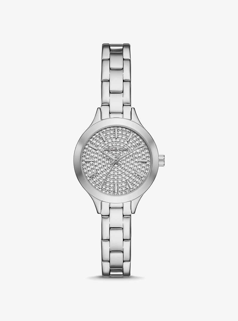 Petite Aspyn Pav&eacute; Silver-Tone Watch in SILVER | Michael Kors