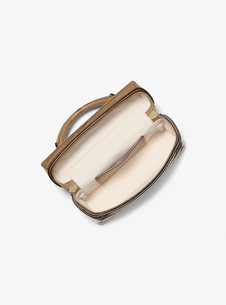 Jana Extra-Small Crocodile Embossed Leather Convertible Crossbody Bag in HUSK | Michael Kors