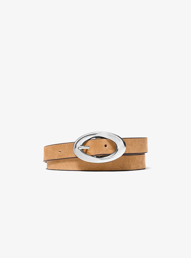Ceinture en daim &agrave; boucle ovale in CACAHU&Egrave;TE | Michael Kors