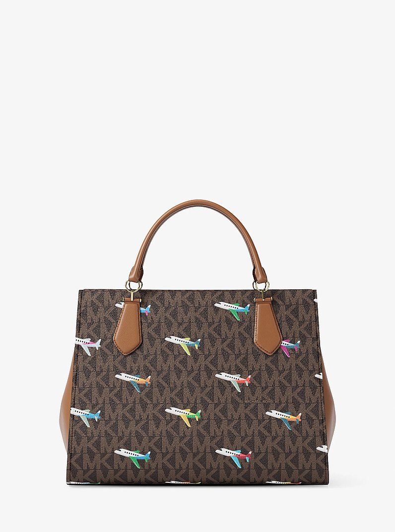 Bolso satchel Marilyn mediano con estampado de nuestro logotipo exclusivo in MARR&Oacute;N | Michael Kors