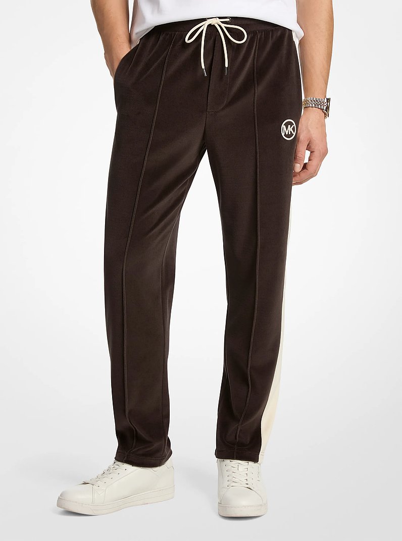 Stripe Velour Joggers in BLACK | Michael Kors