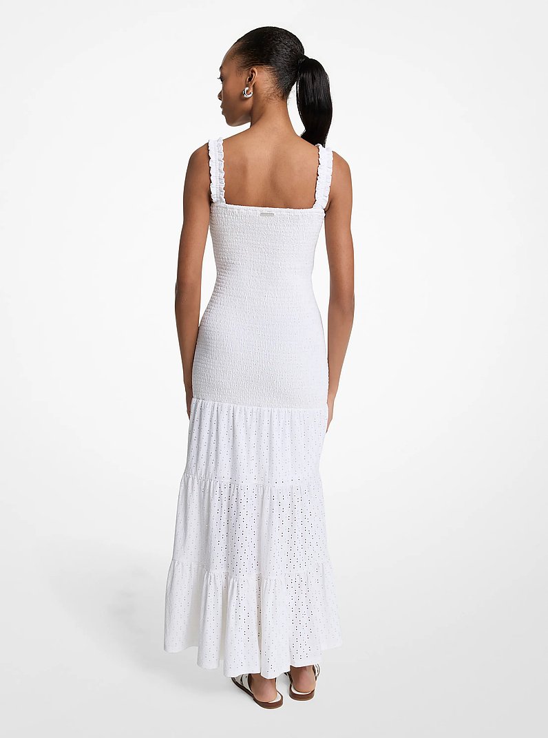 Vestido largo con capas acanaladas in BLANCO | Michael Kors
