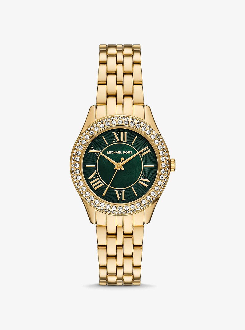 Mini Harlowe  Pav&eacute; Gold-Tone Watch in GOLD | Michael Kors