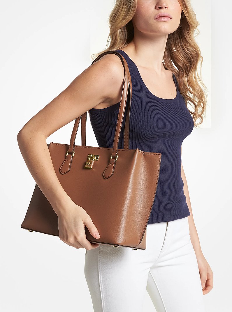 Ruby Large Saffiano Leather Tote Bag in LUGGAGE | Michael Kors