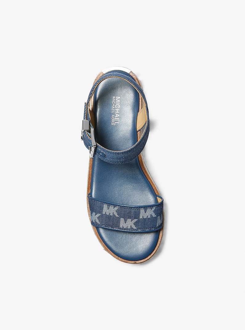 Richie Logo Jacquard Denim Espadrille Sandal in MEDIUM BLUE WASH | Michael Kors
