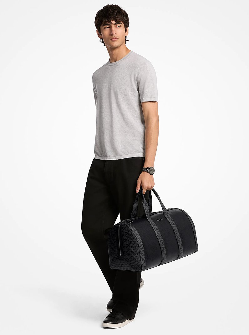 Cooper Pebbled Leather and Signature Logo Duffel Bag in BLACK | Michael Kors