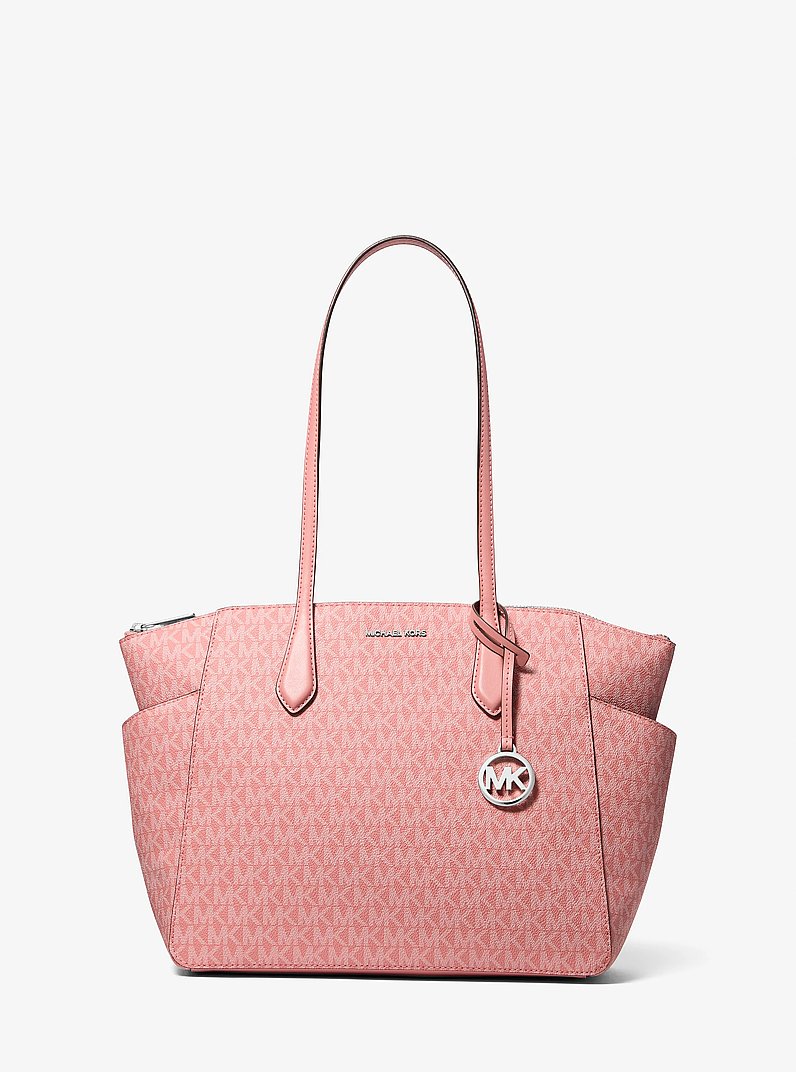 Marilyn Medium Signature Logo Tote Bag in SUNSET ROSE | Michael Kors