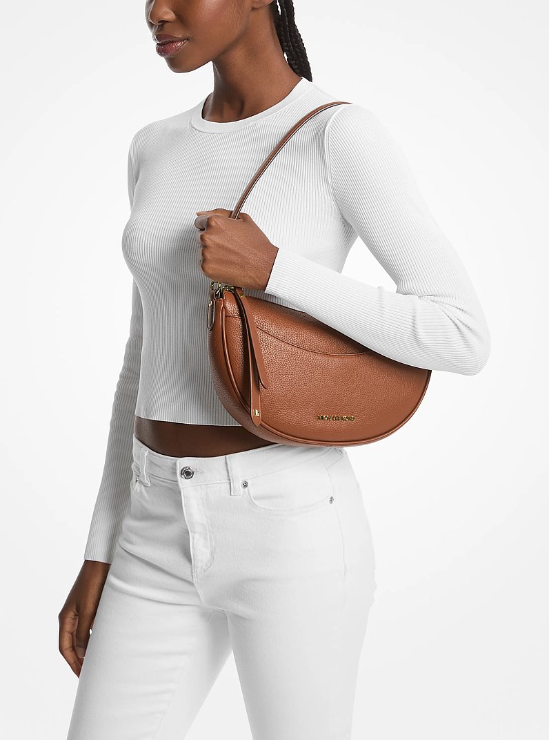 ポティオール Dover Medium Pebbled Leather Crossbody Bag in LUGGAGE - Sale