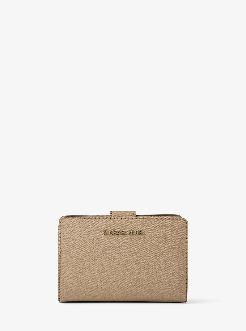 Medium Crossgrain Leather Wallet in CAMEL | Michael Kors
