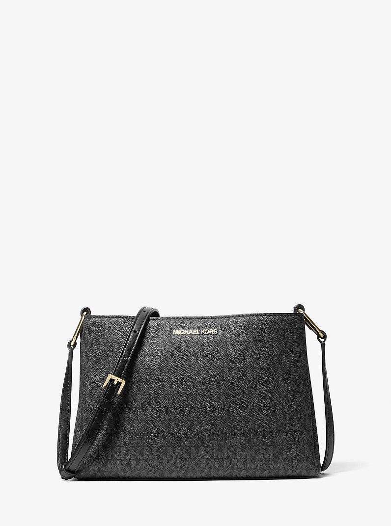 Trisha Medium Logo Crossbody Bag in BLACK | Michael Kors