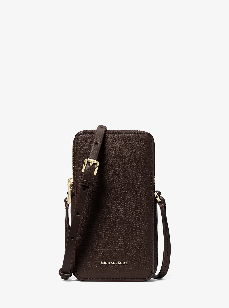 Jet Set Small Pebbled Leather Smartphone Crossbody Bag in CHOCOLATE | Michael Kors