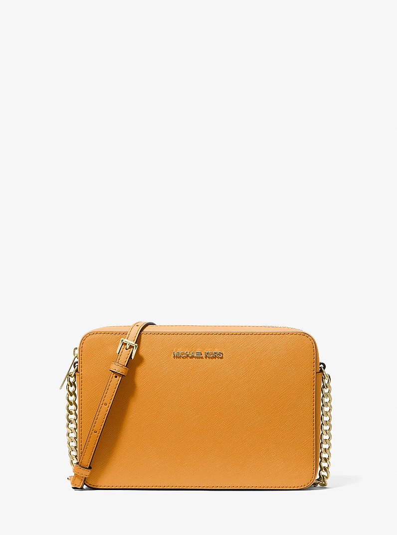 Jet Set Large Saffiano Leather Crossbody Bag in POP ORANGE | Michael Kors