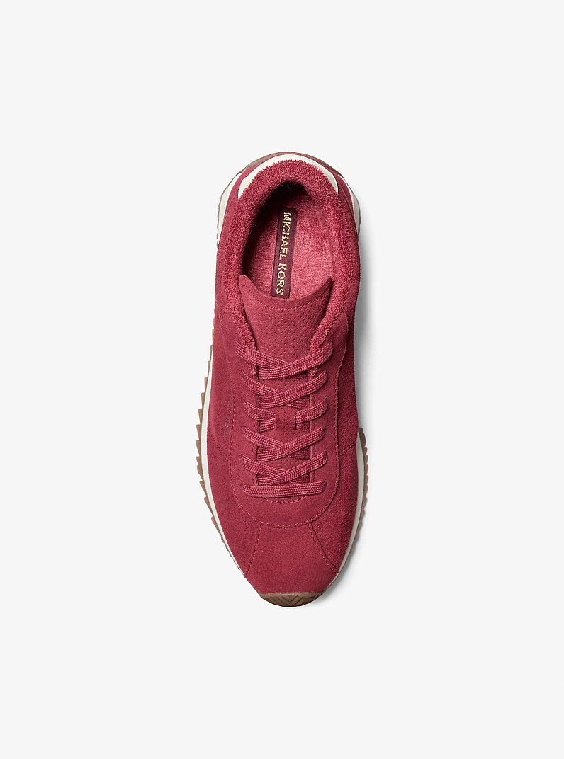 Rhodes Suede and Leather Trainer in DEEP RED | Michael Kors