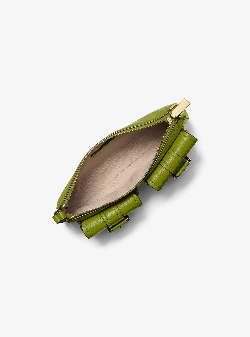 Zoe Small Pebbled Leather Pochette in MEADOW GREEN | Michael Kors