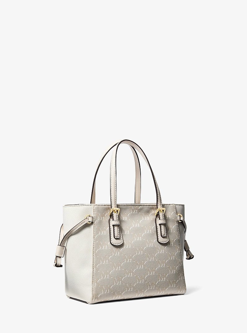 Voyager Extra-Small Logo Jacquard Convertible Crossbody Bag in LT CREAM | Michael Kors