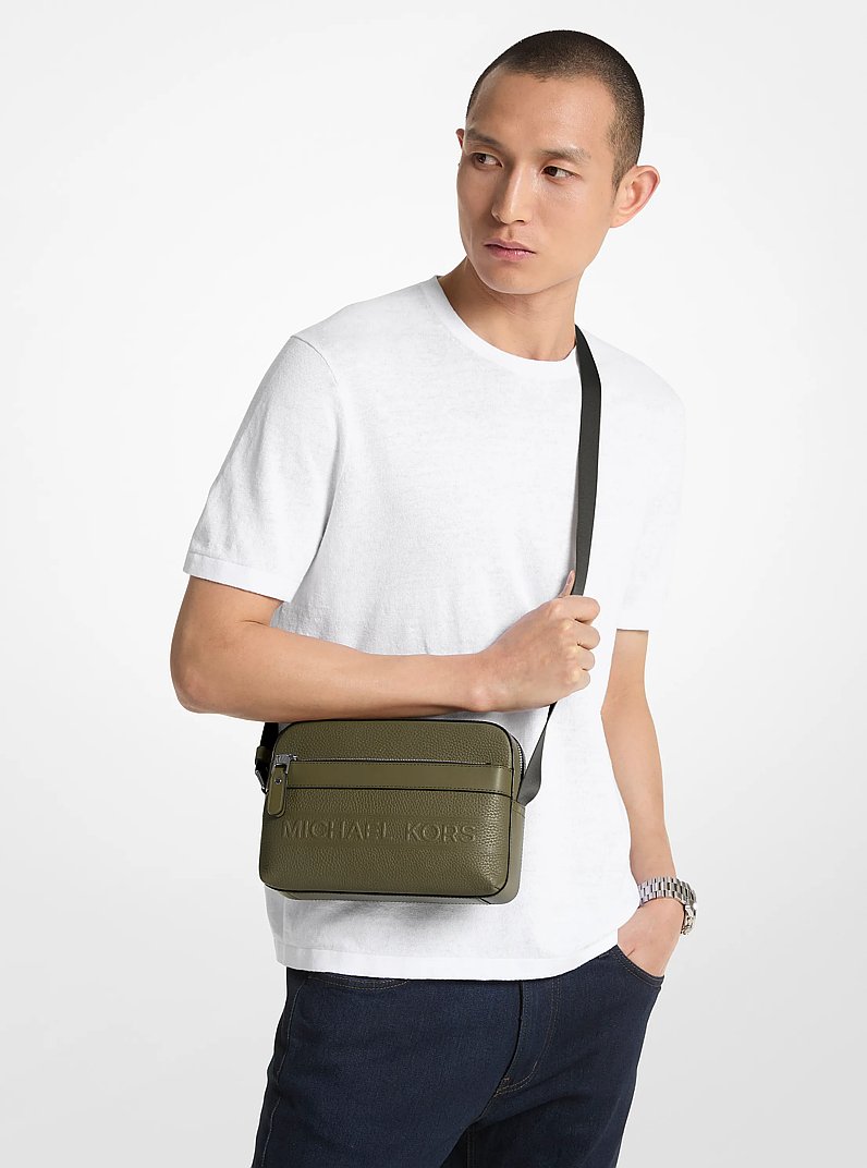 Borsa utility a tracolla Hudson in pelle martellata in OLIVA | Michael Kors