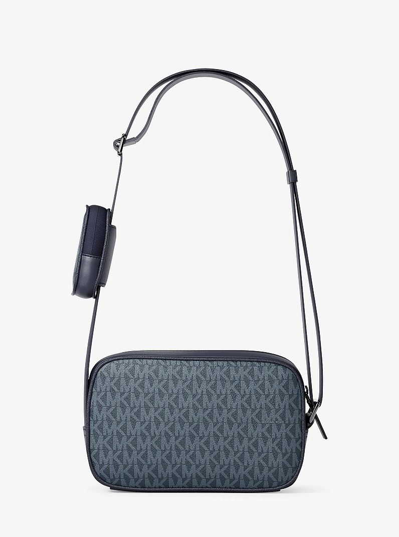 Cooper Signature Logo Camera Crossbody Bag With Pouch in ADMRL/PLBLUE | Michael Kors
