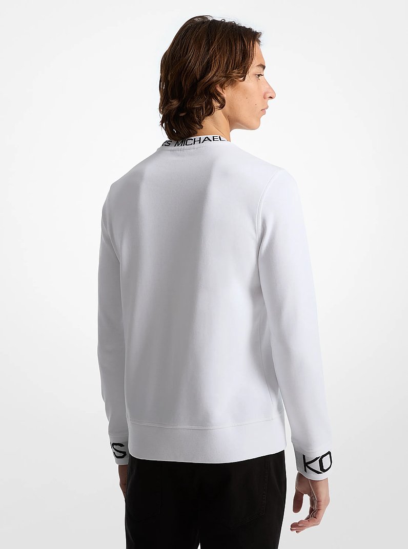 Logo Trim Cotton Blend Sweatshirt in WHITE | Michael Kors