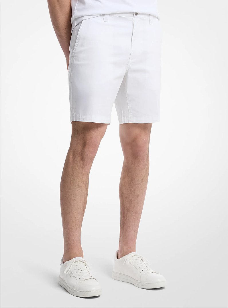 Stretch Cotton Shorts in WHITE | Michael Kors