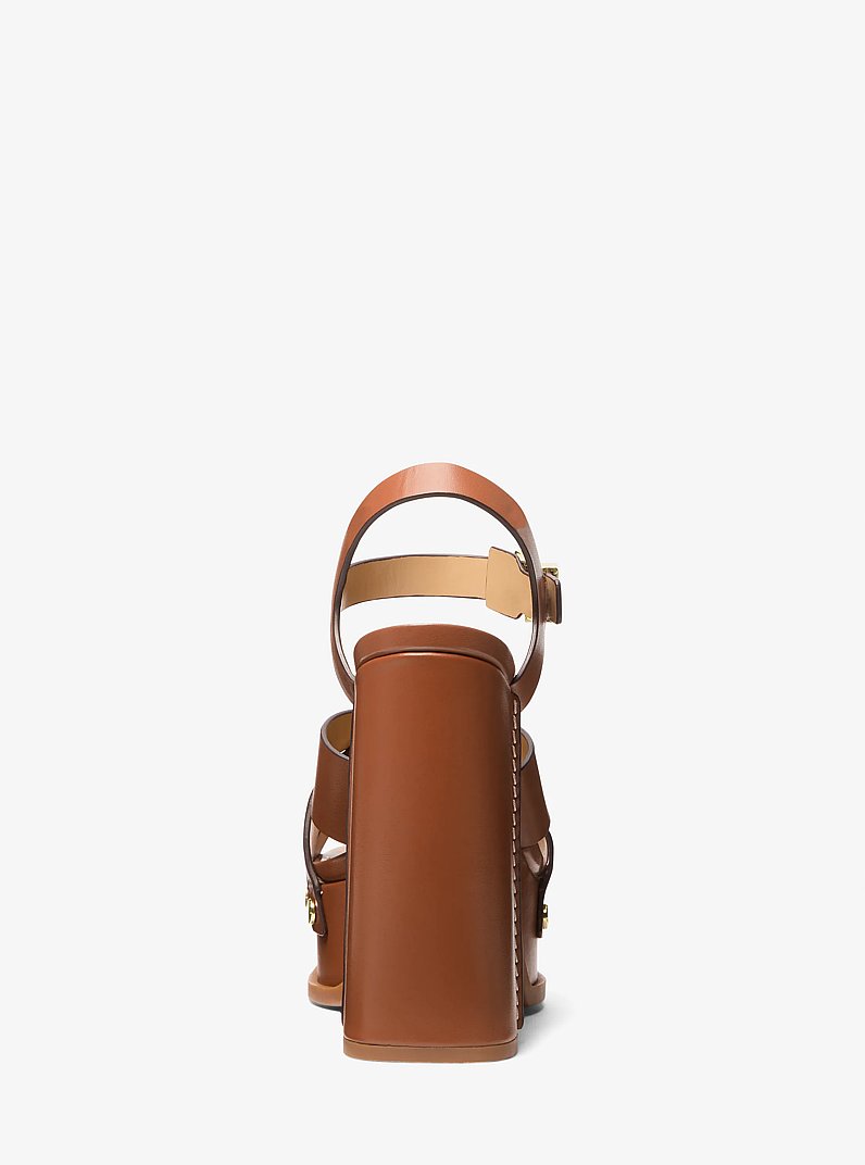 Nora Leather Platform Sandal in LUGGAGE | Michael Kors