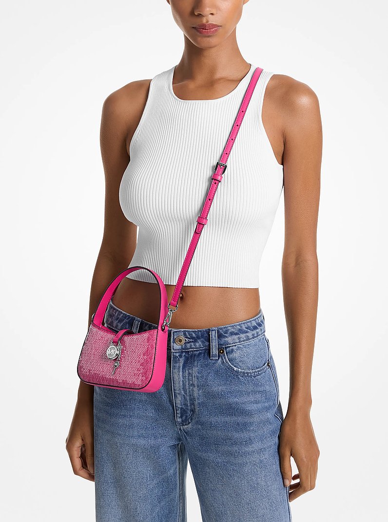 Lyra Extra-Small Signature Logo Crossbody Bag in DRAGONFRUIT | Michael Kors