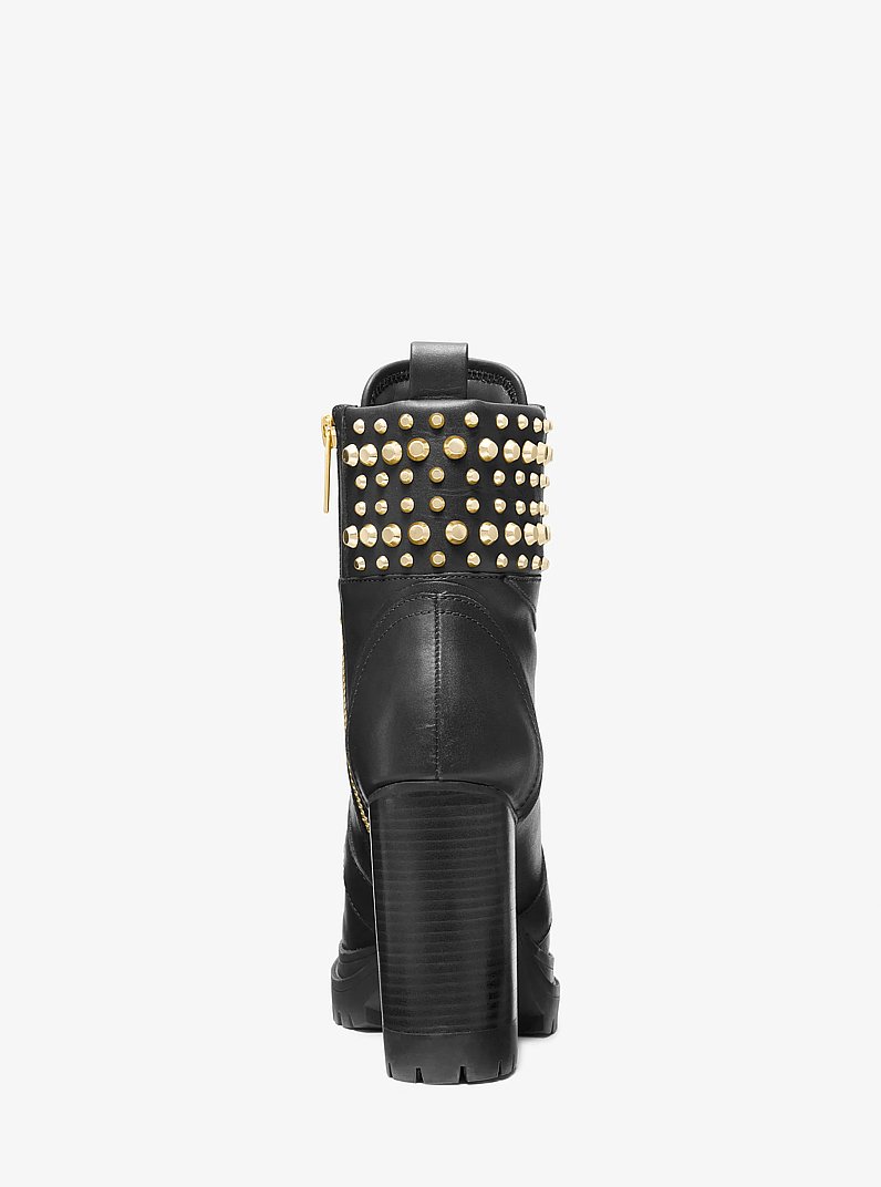 Yvonne Studded Leather Boot in BLACK | Michael Kors