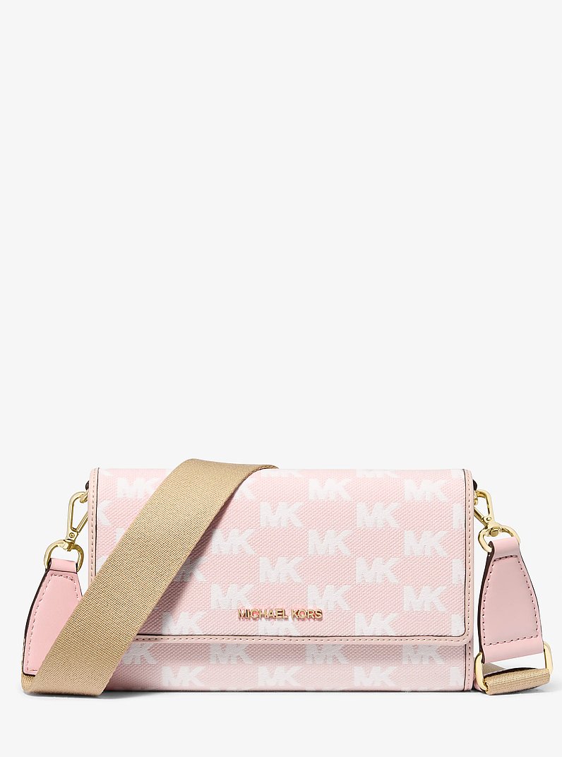 Jet Set Large Logo Jacquard Crossbody Bag in POWDER BLUSH | Michael Kors