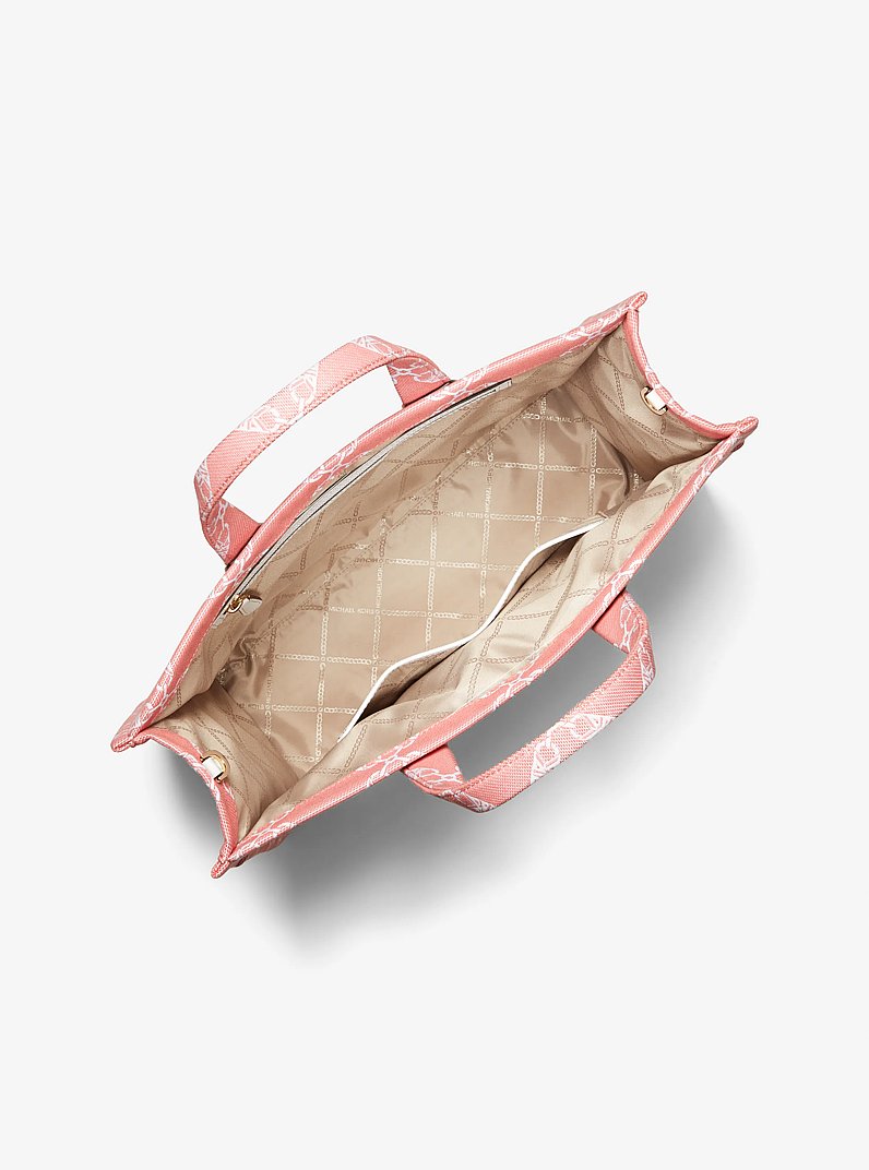 Gigi Large Empire Logo Jacquard Tote Bag in SPICED CORAL | Michael Kors