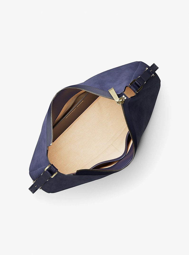 Sac port&eacute; &eacute;paule convertible Nolita de taille moyenne en nubuck in ROBE BLEU BLEU CLAIR | Michael Kors