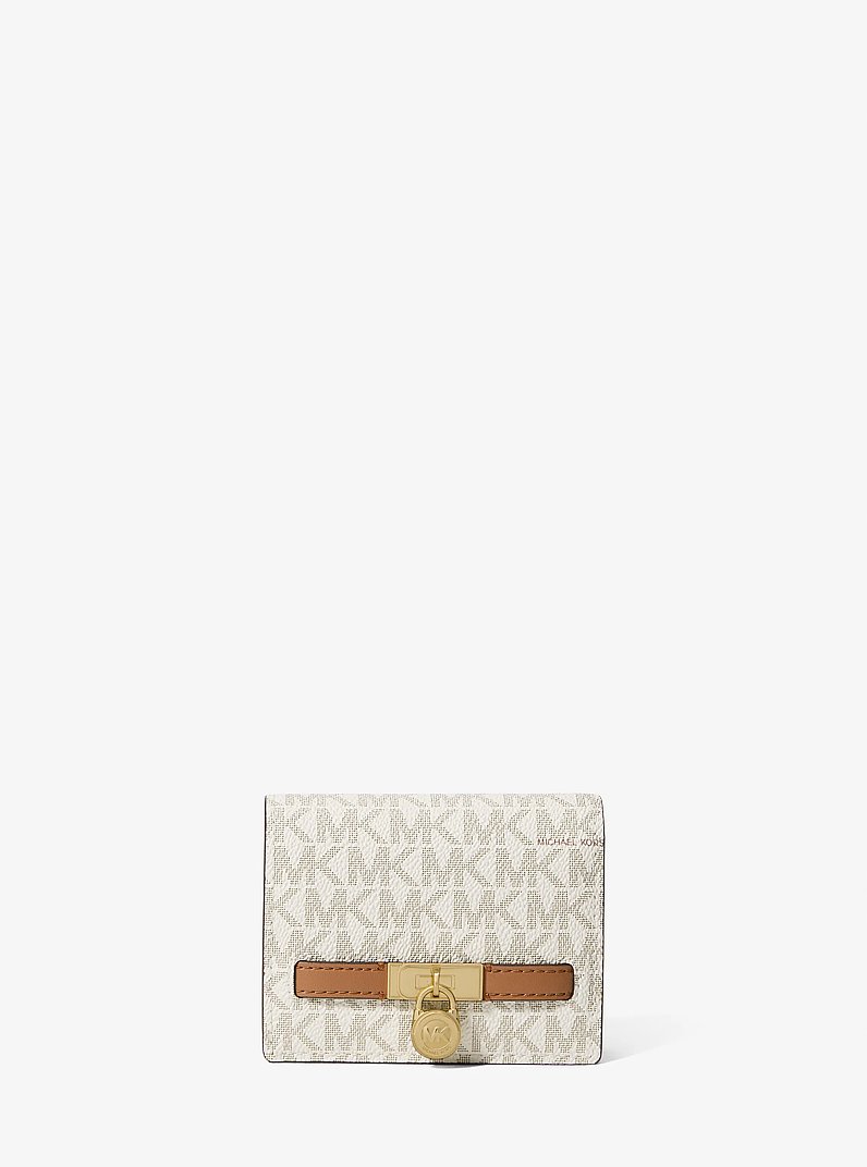 Hamilton Moderne Small Signature Logo Wallet in VANILLA/ACORN | Michael Kors