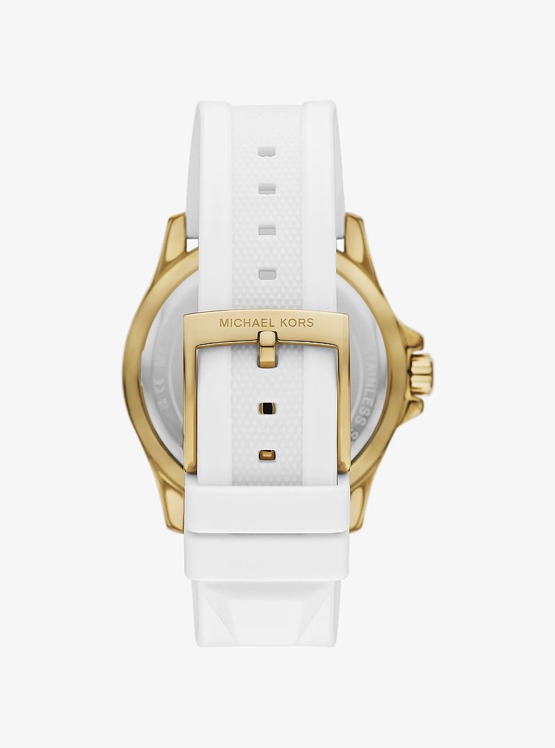Oversized Everest Gold-Tone and Silicone Watch in OPTIC WHITE | Michael Kors