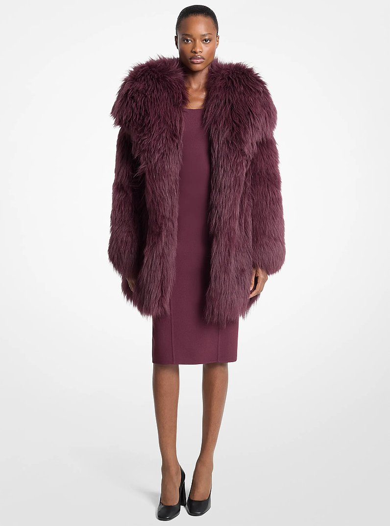Shearling Peacoat in WINE | Michael Kors