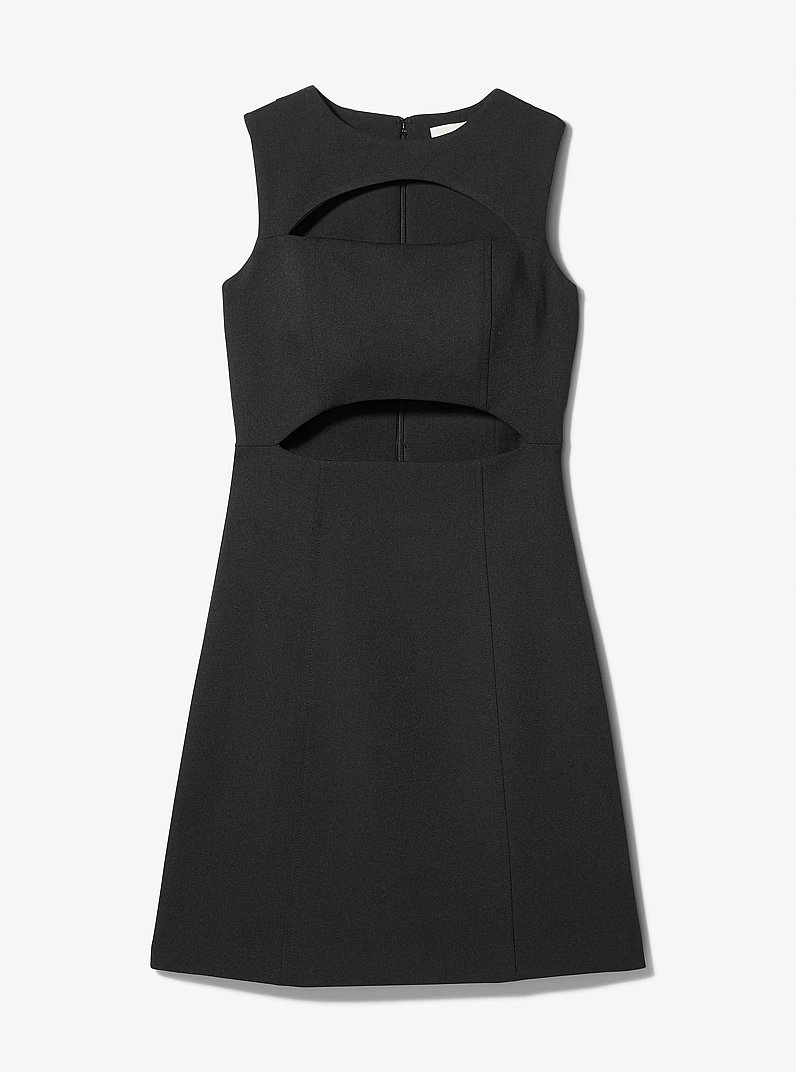 Cutout Stretch Crepe Mini Dress in BLACK | Michael Kors