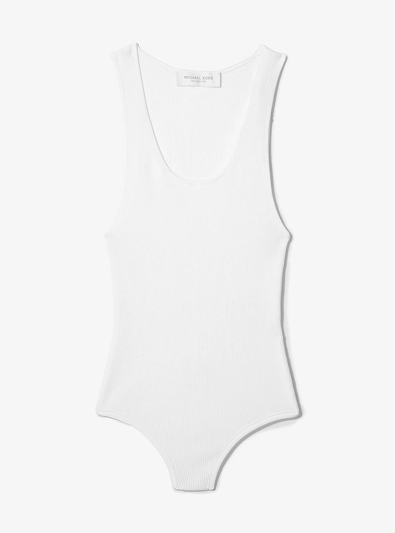 Stretch Viscose Bodysuit in OPTIC WHITE | Michael Kors
