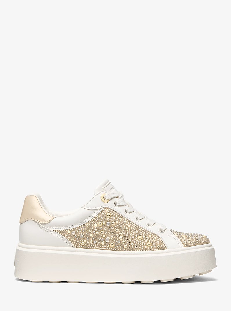Romey Embellished Platform Sneaker in CREAM | Michael Kors