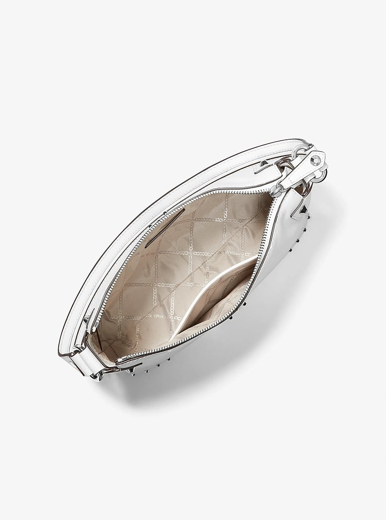 Astor Large Studded Leather Shoulder Bag in OPTIC WHITE | Michael Kors