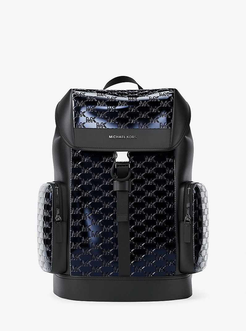 Cooper Medium Metallic Logo Debossed Backpack in NAVY - Sale