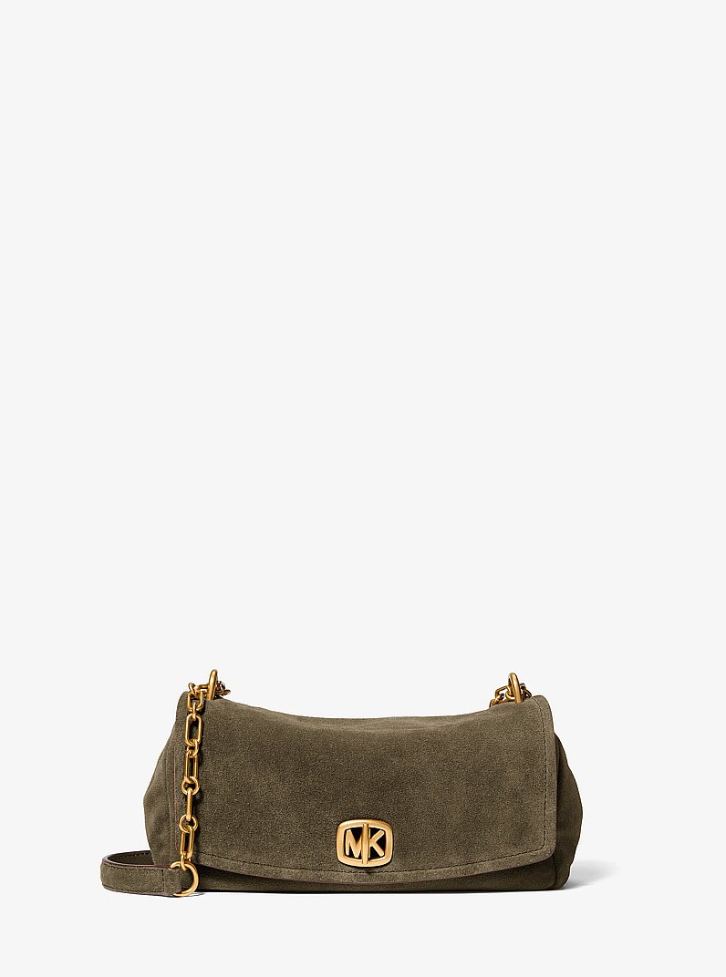 Bryant Small Suede Convertible Shoulder Bag in LODEN | Michael Kors