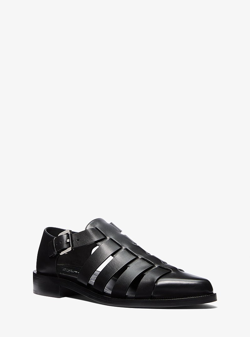Stromboli Leather Fisherman Sandal in BLACK | Michael Kors