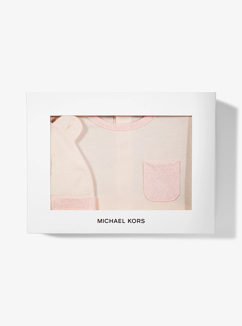 Cotton Onesie and Hat Baby Set in PALE PINK | Michael Kors