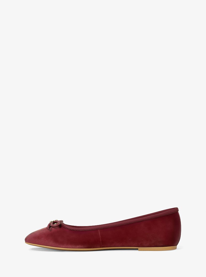 Savannah Logo Debossed Velvet Ballet Flat in MAROON | Michael Kors