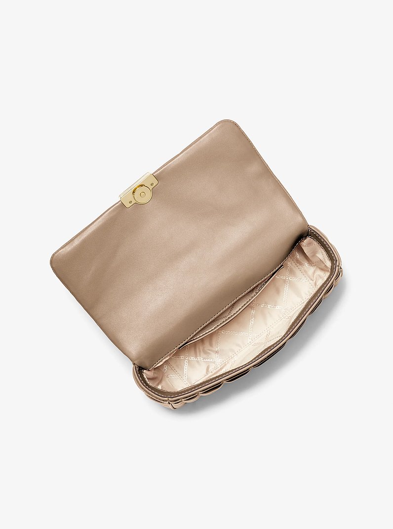 Tribeca Large Quilted Leather Shoulder Bag in BIRCH | Michael Kors