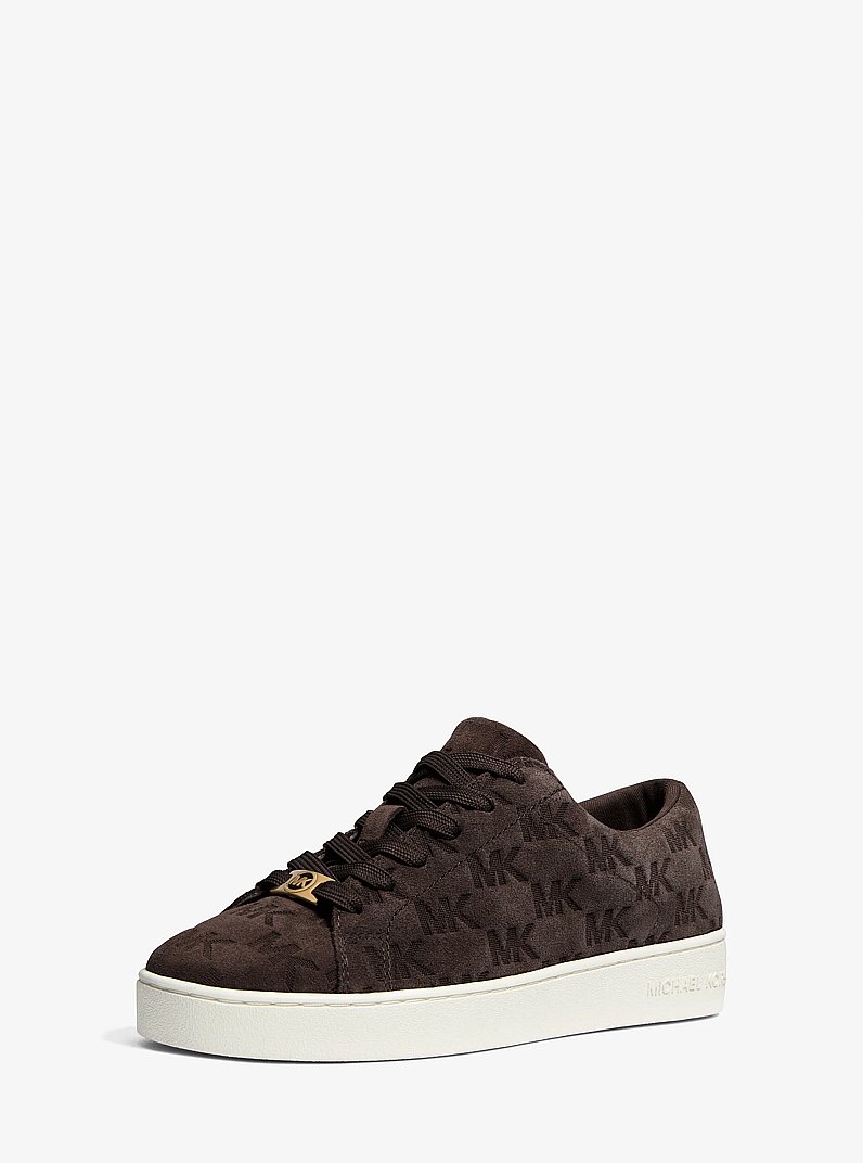 Keaton Logo-Embossed Suede Sneaker in CHOCOLATE | Michael Kors