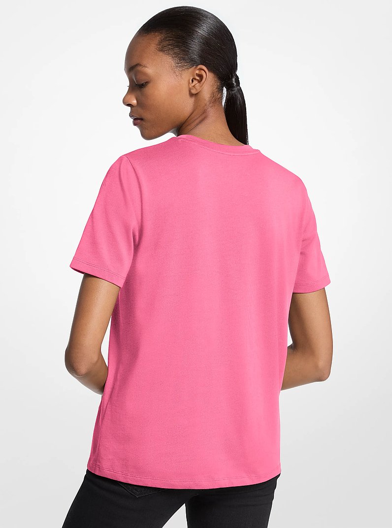 T-shirt en jersey de coton biologique avec logo &agrave; boutons in HIBISCUS | Michael Kors